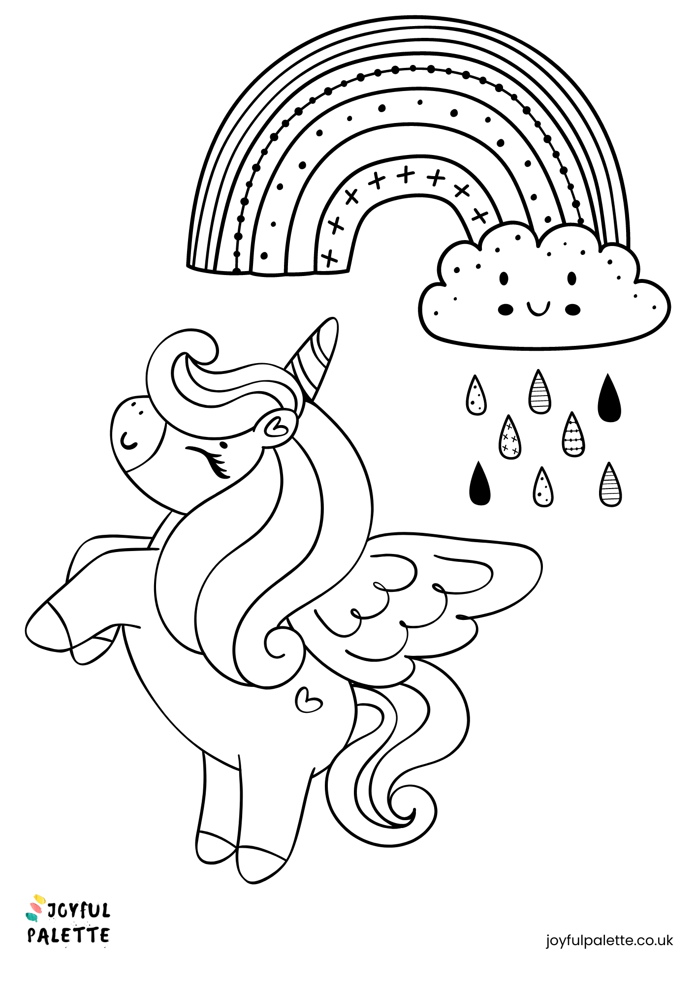 kawaii unicorn coloring page