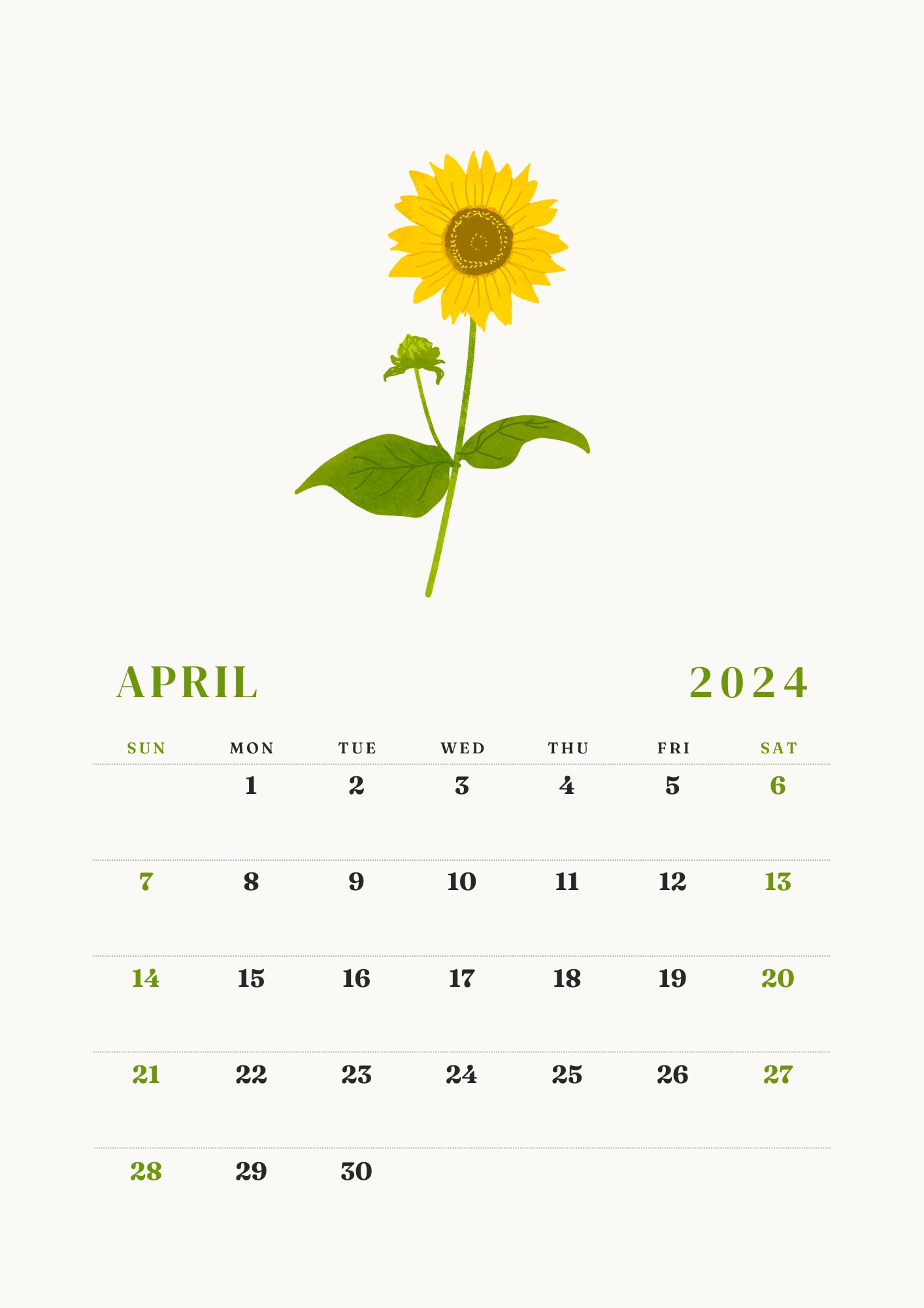 2024 Floral Calendar Printable