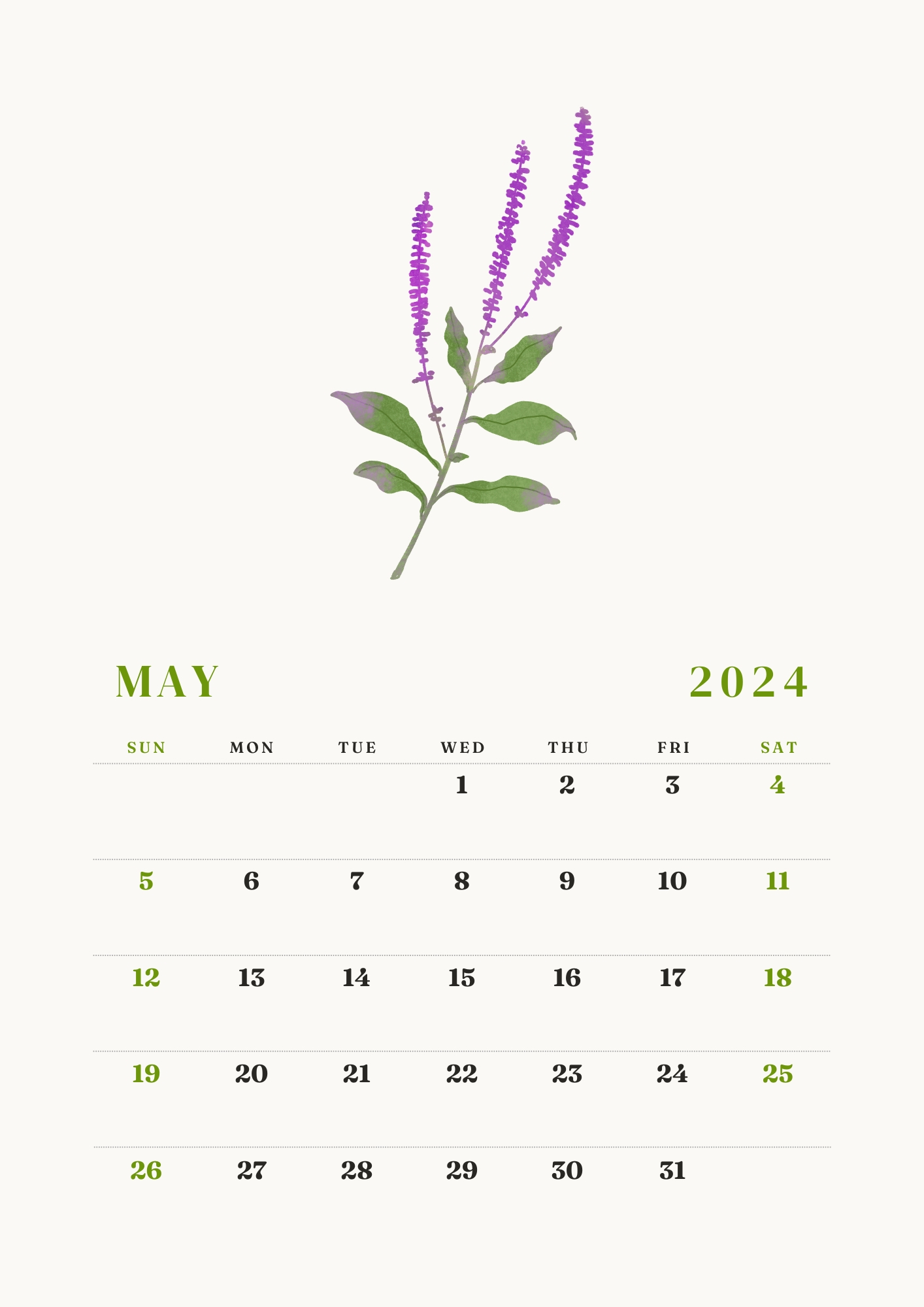 floral design may 2024 calendar 