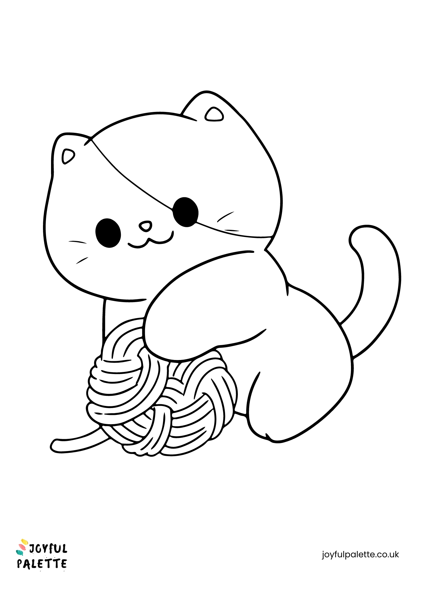 Cute Cat Playing Coloring Page