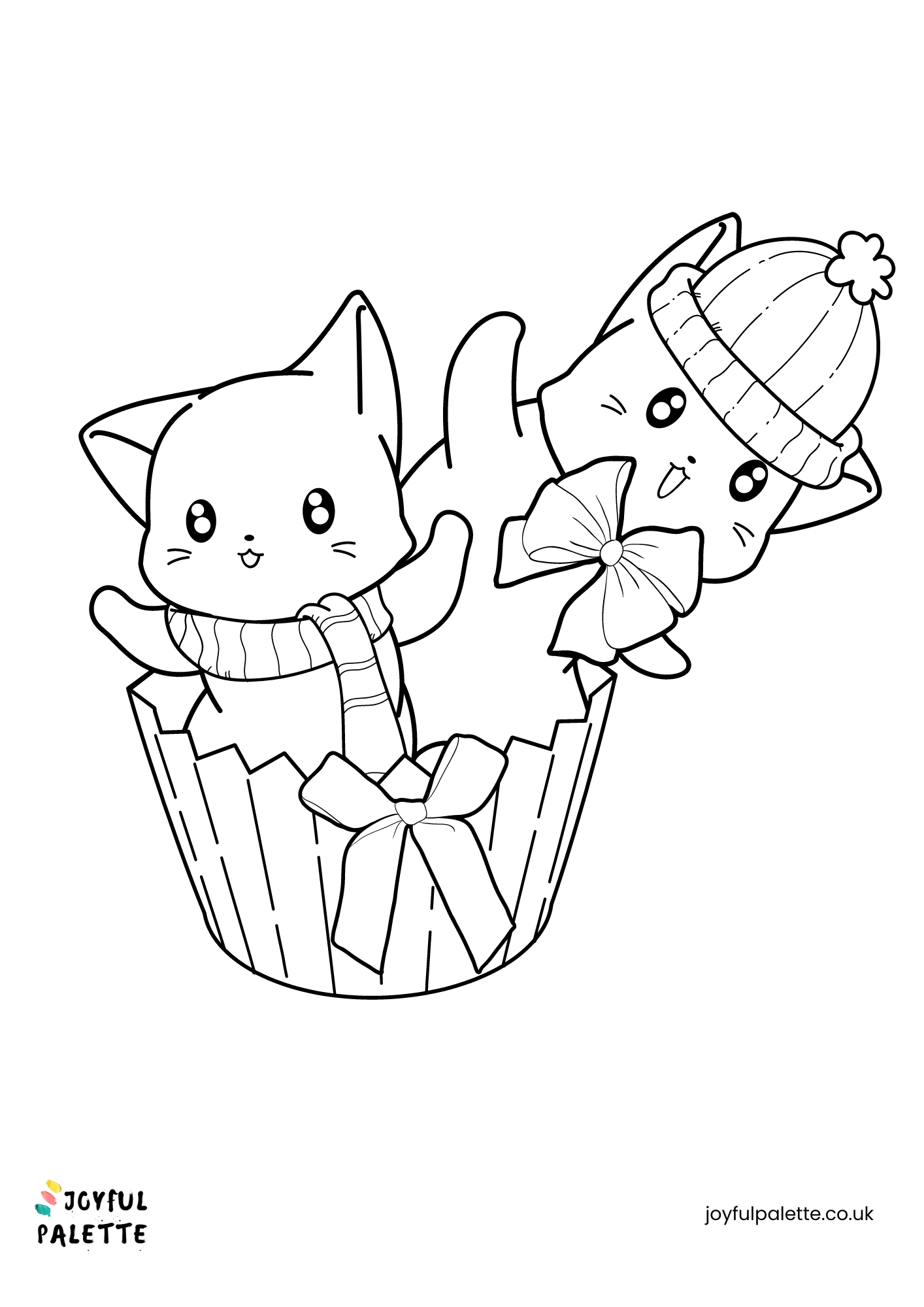 Kawaii Kittens Coloring Page