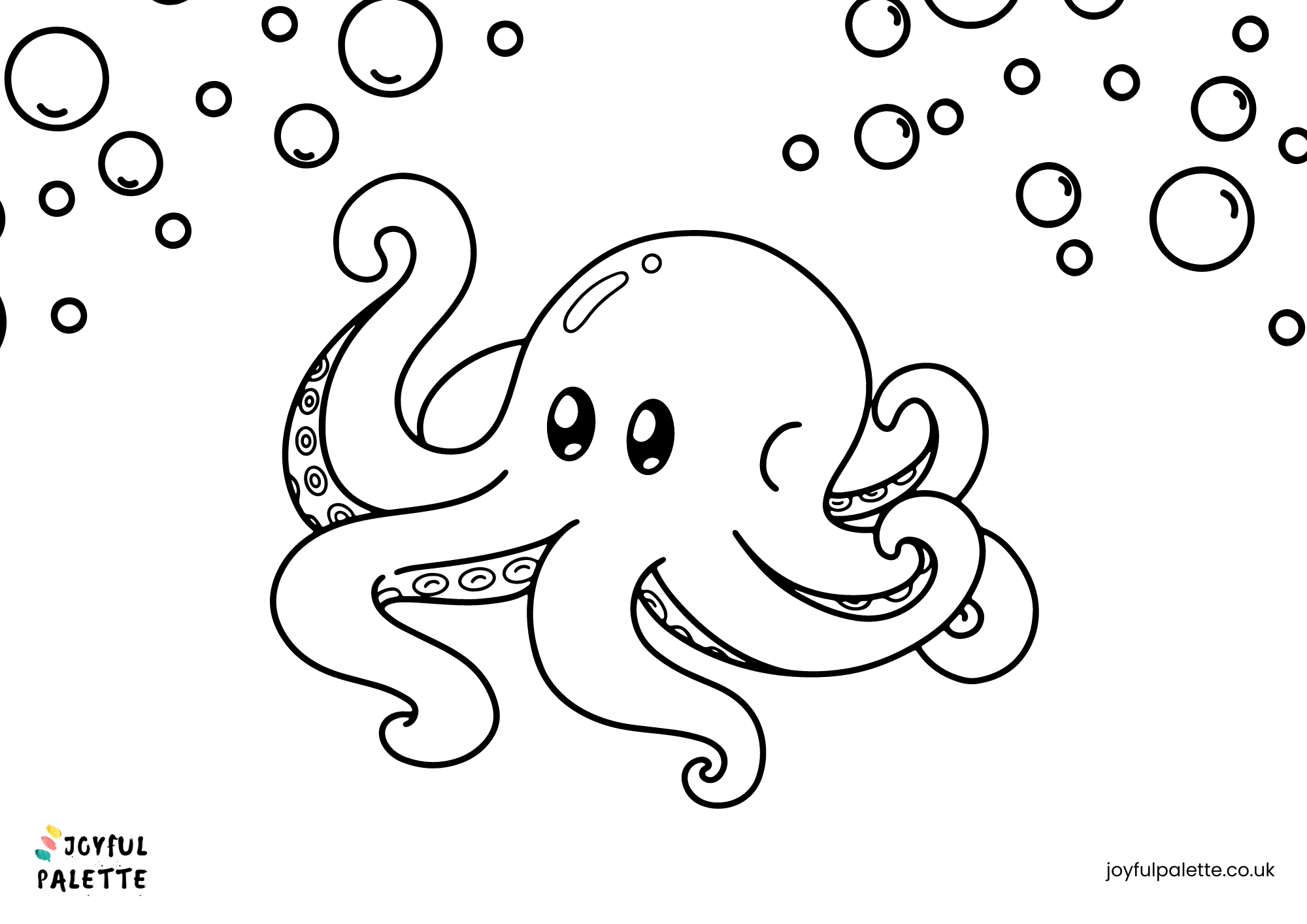 Cute Octopus Coloring Page Printable PDF
