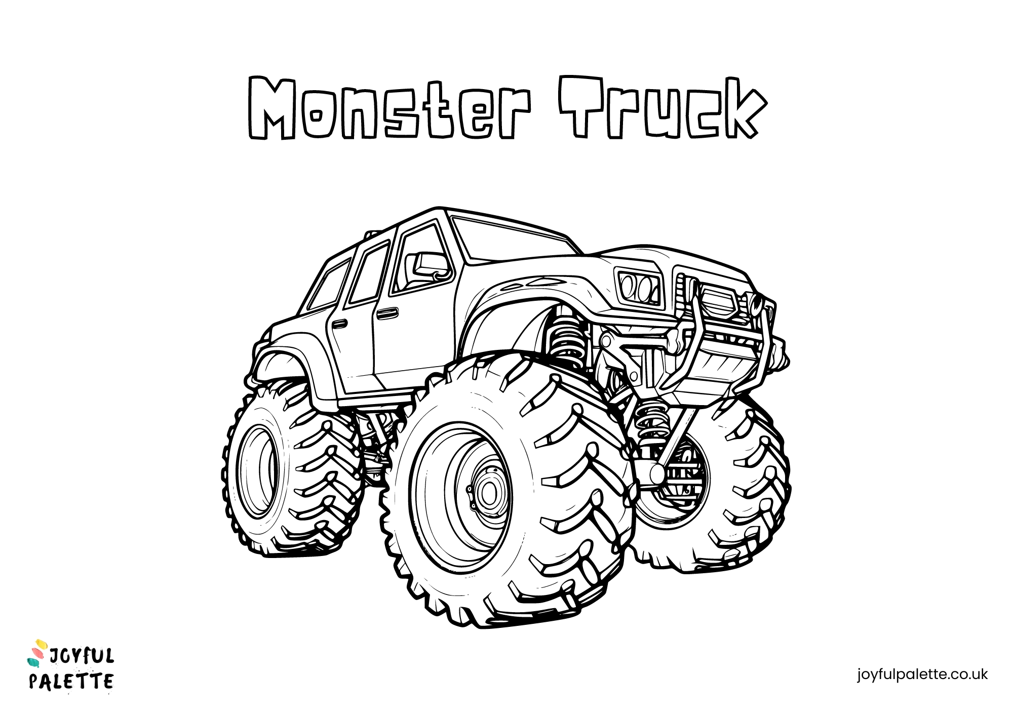 Monster Truck Coloring Page Printable PDF