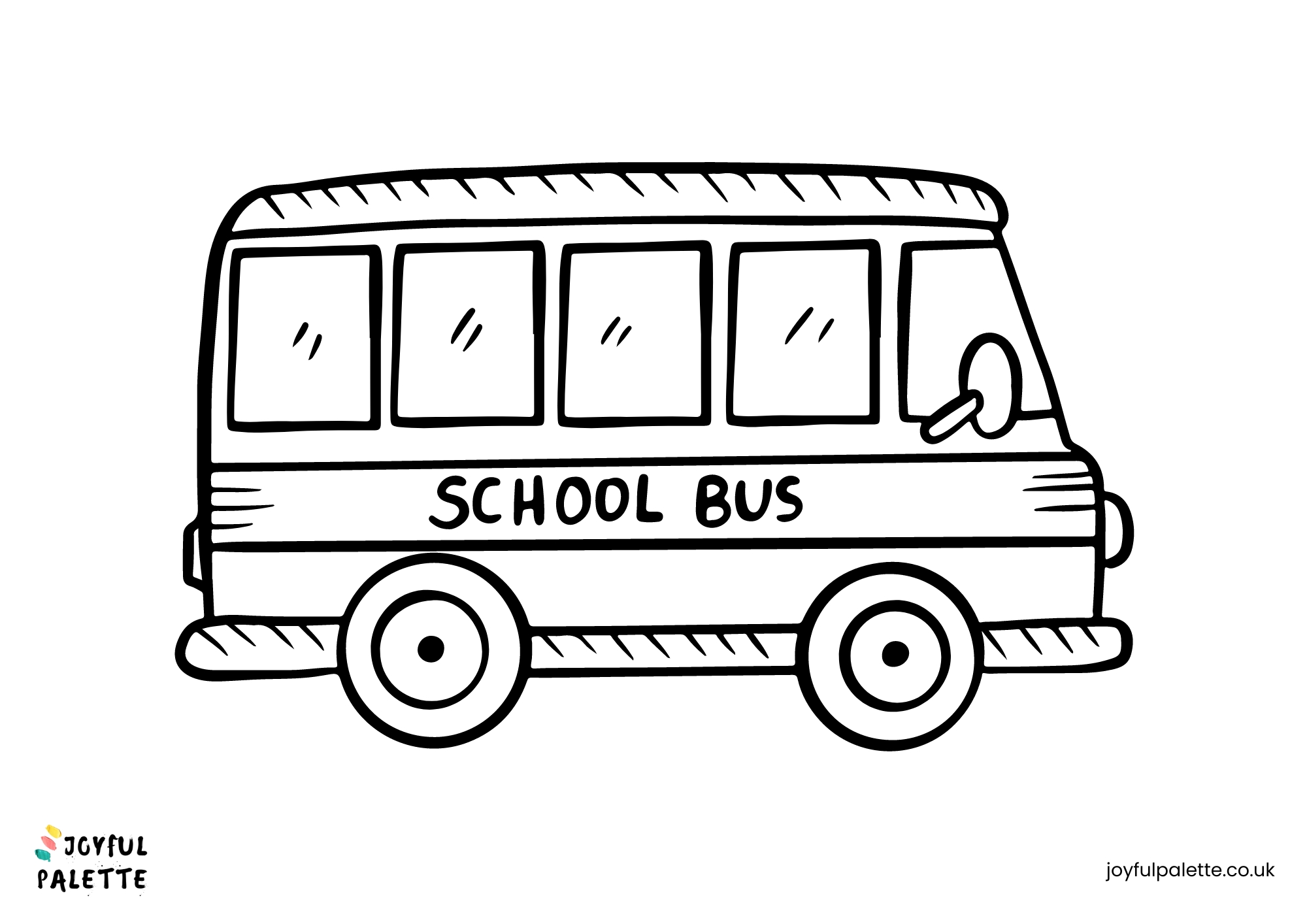 School Bus Coloring Page Printable PDF