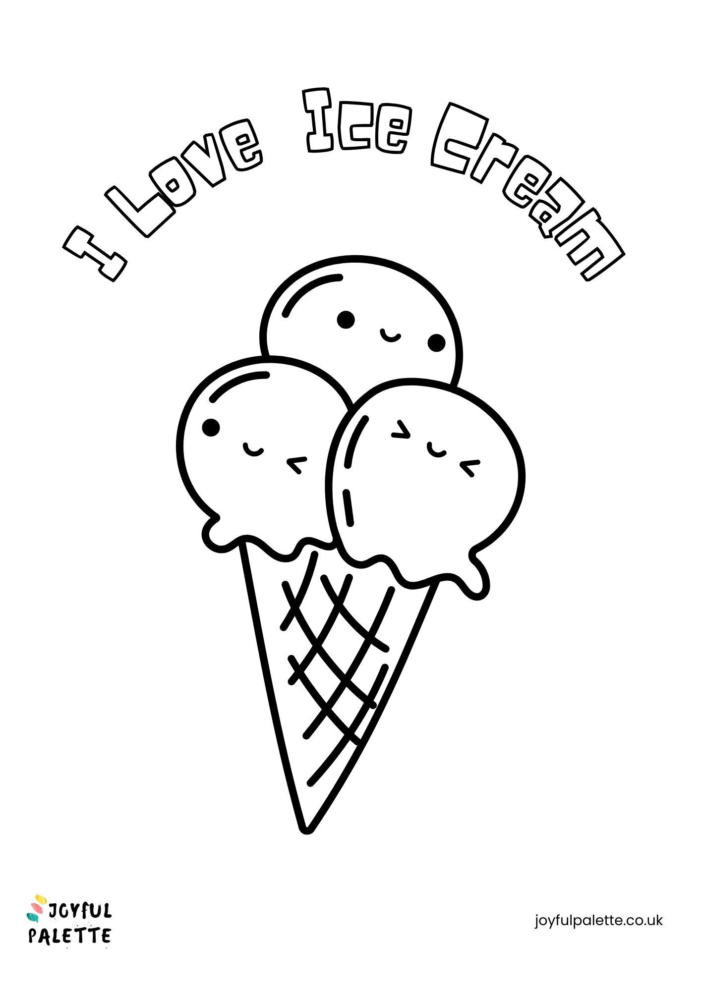 Cute Kawaii Ice Cream Coloring Page 